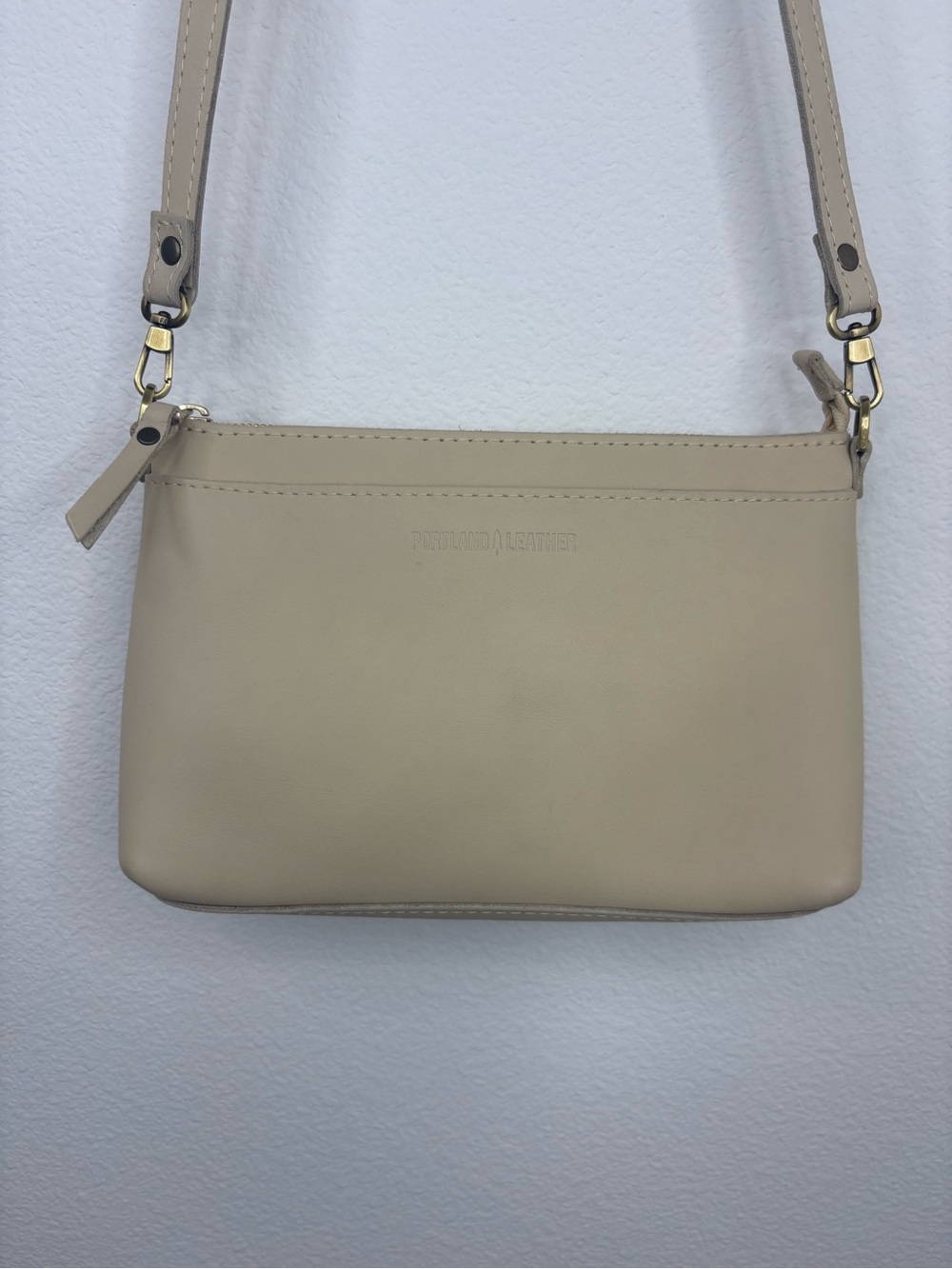 Portland Leather Goods Small Poppy Crossbody Purse Pebbled Bone
